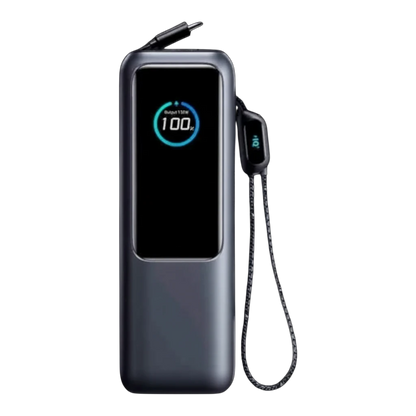 zero2cart 25000mAh portable power bank with digital display and integrated retractable charging cables