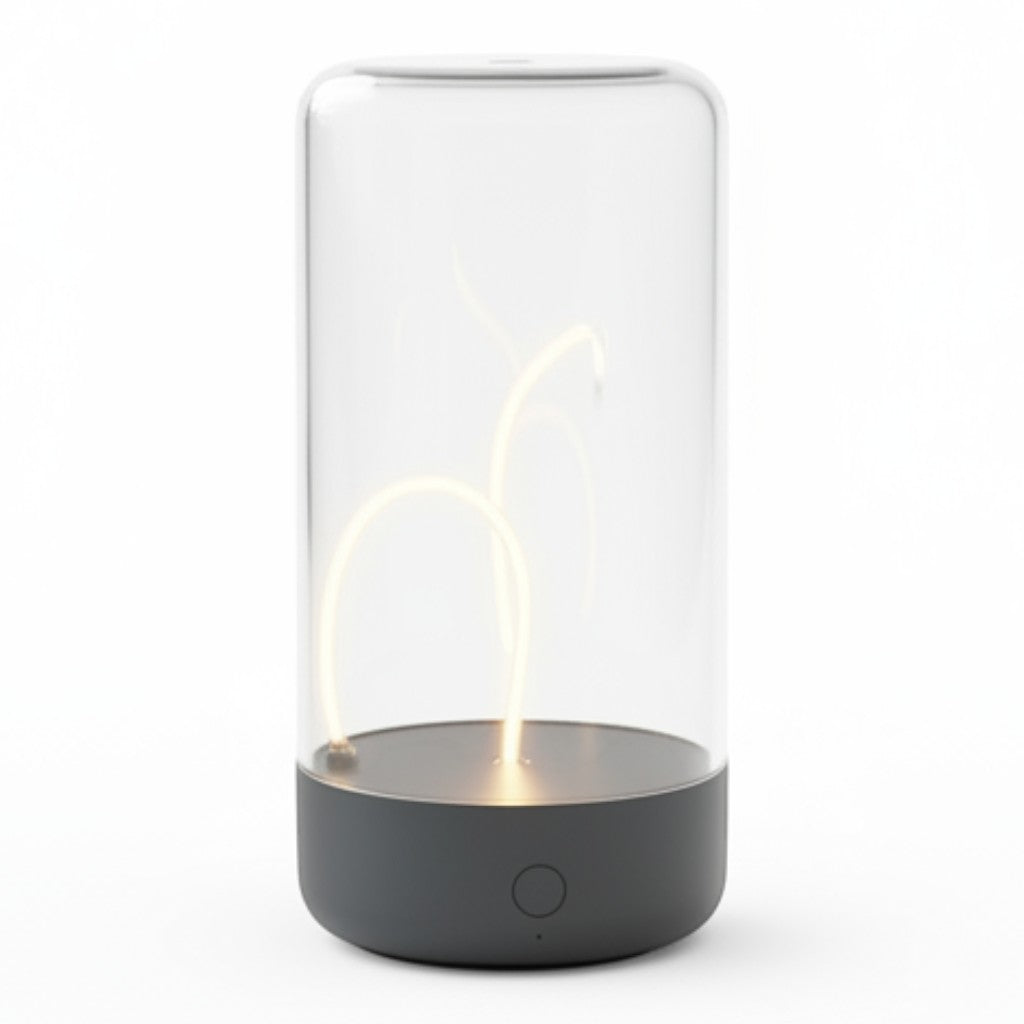 zero2cart portable rechargeable ambient night light with a clear cylindrical PC body and a dark grey base