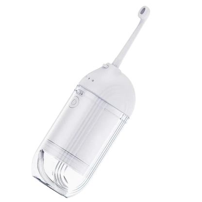 zero2cart portable rechargeable water flosser in white with four nozzle attachments for oral care