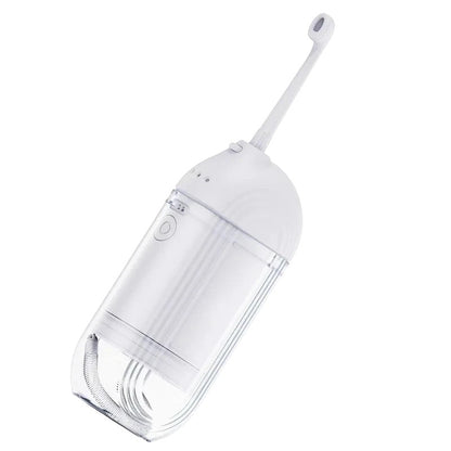 zero2cart portable rechargeable water flosser in white with four nozzle attachments for oral care
