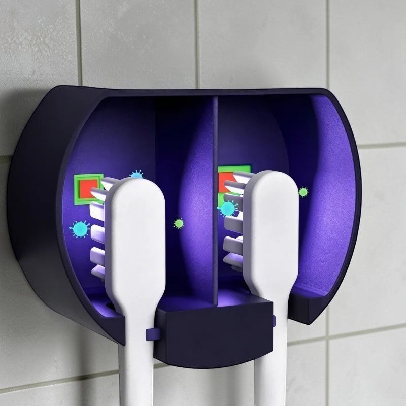 zero2cart portable toothbrush sterilizer case with UVC light technology and dual slots for hygienic storage
