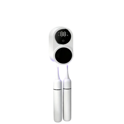 zero2cart portable toothbrush sterilizer case with dual slots, LED display, and automatic drying for travel.