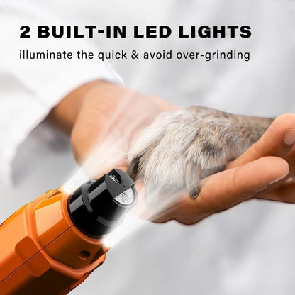zero2cart rechargeable 6-speed dog nail grinder with built-in LED lights for safe at-home pet grooming