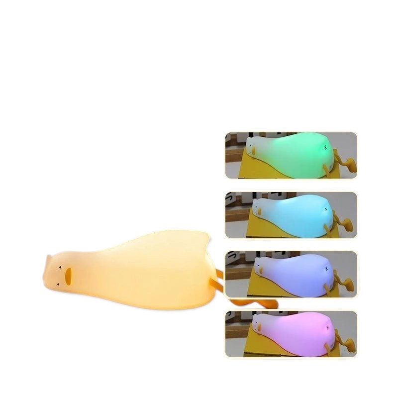 zero2cart rechargeable duck night light with soft silicone body and color-changing LED glow on a desk