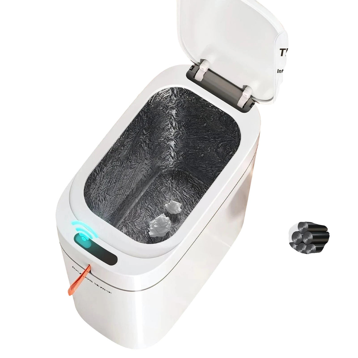 zero2cart white rechargeable smart sensor trash can with automatic lid and bag suction for hands-free waste disposal