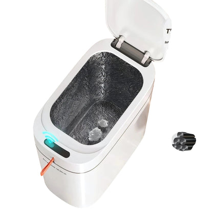 zero2cart white rechargeable smart sensor trash can with automatic lid and bag suction for hands-free waste disposal