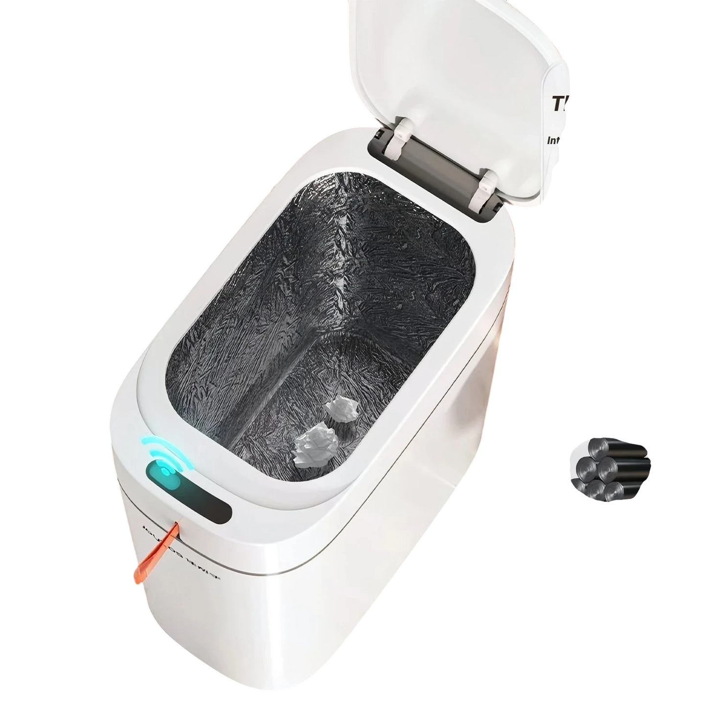 zero2cart white rechargeable smart sensor trash can with automatic lid and bag suction for hands-free waste disposal