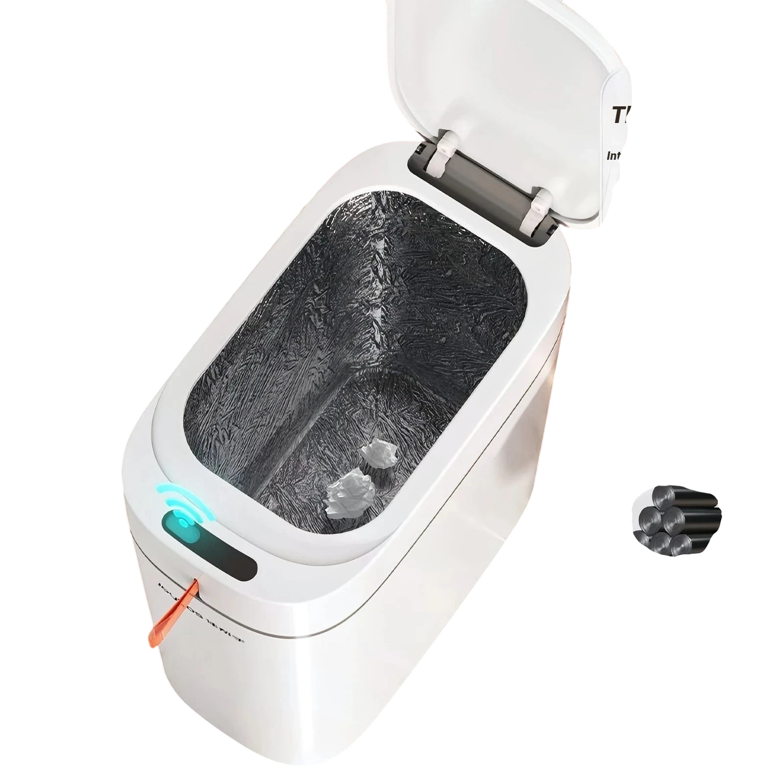 zero2cart white rechargeable smart sensor trash can with automatic lid and bag suction for hands-free waste disposal
