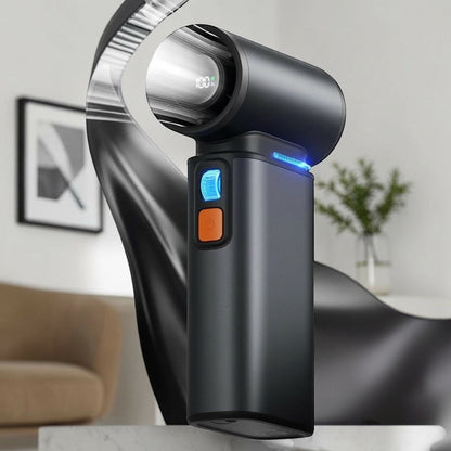 zero2cart rechargeable handheld turbo fan in matte black with digital LED display and orange power button