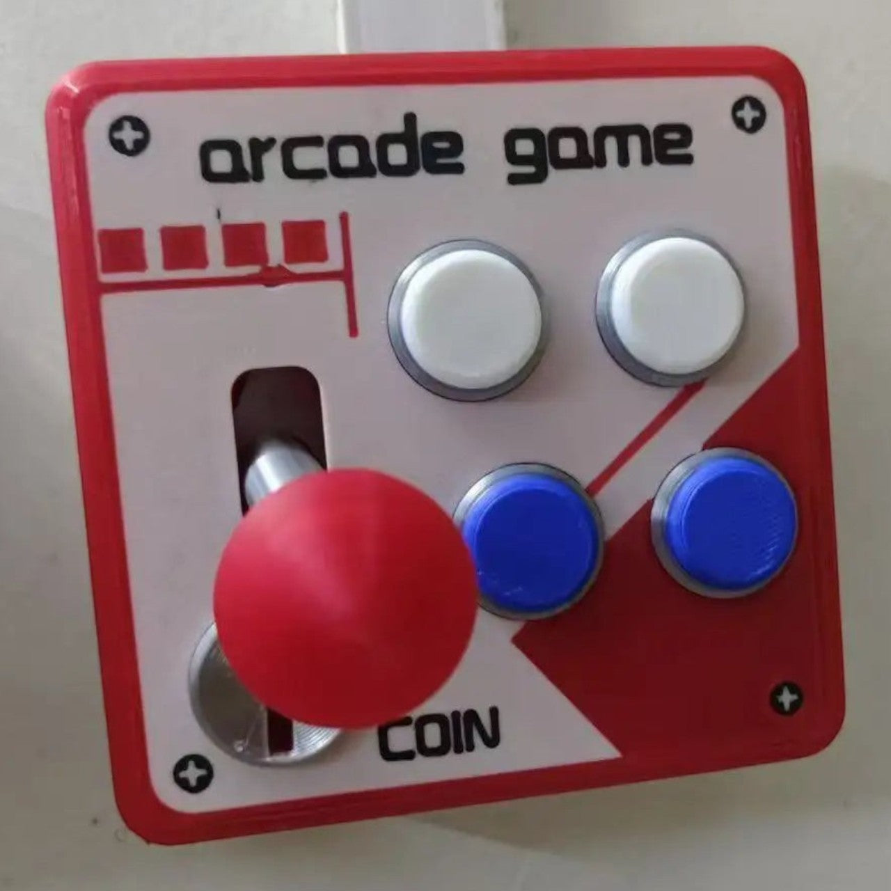 zero2cart retro arcade light switch cover with red joystick and colorful buttons for gaming room wall decor