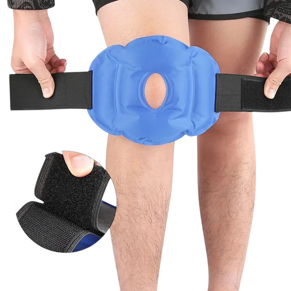 zero2cart reusable blue gel knee wrap with adjustable velcro straps for cold therapy and joint compression support