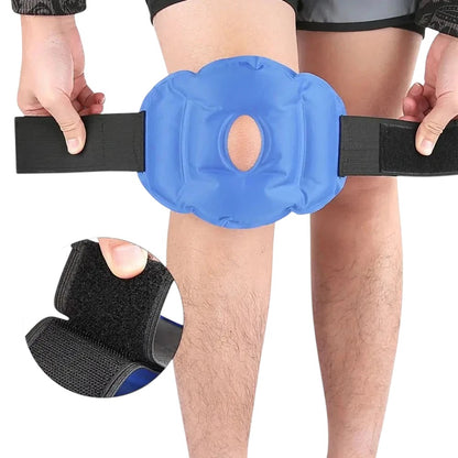 zero2cart reusable blue gel knee wrap with adjustable velcro straps for cold therapy and joint compression support