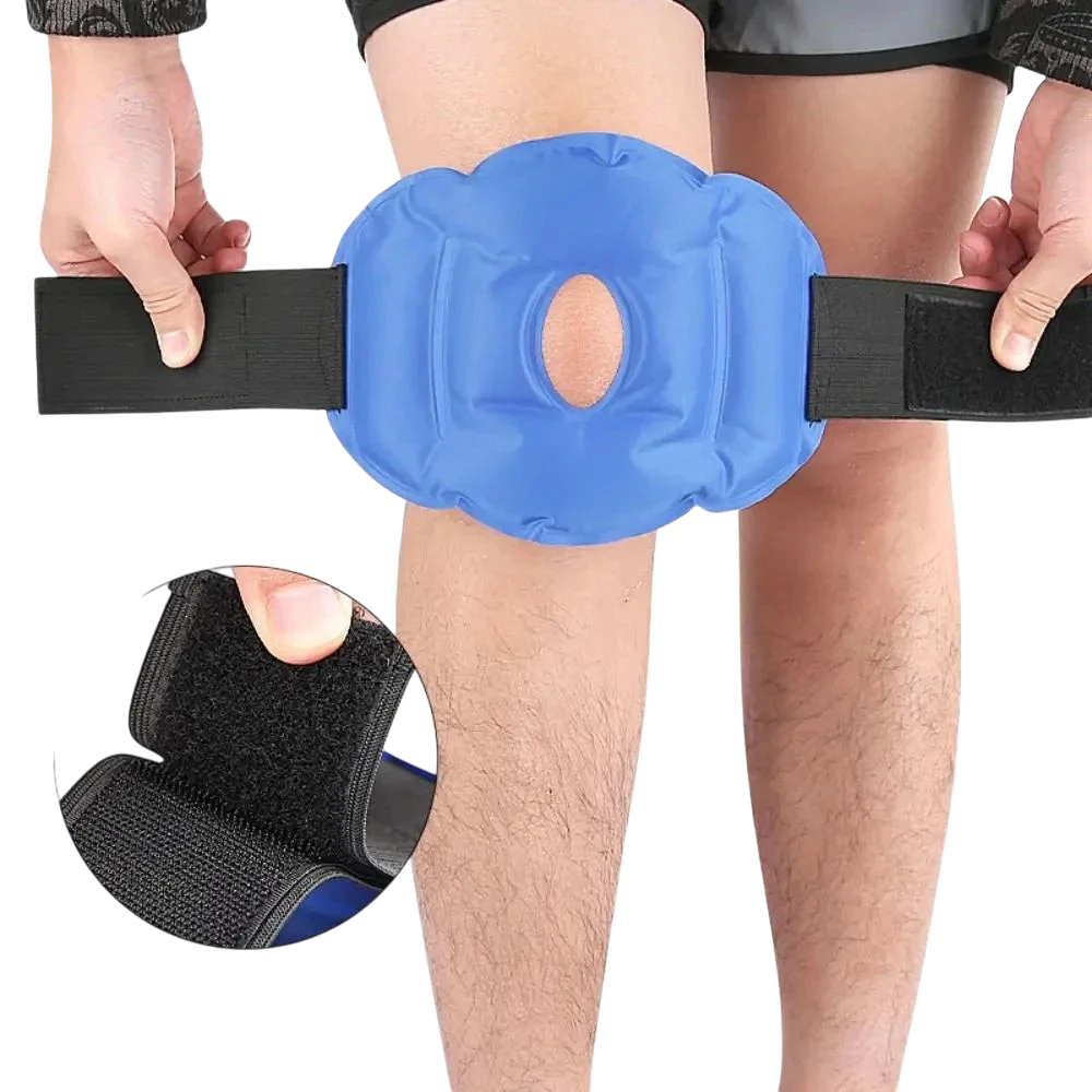 zero2cart reusable blue gel knee wrap with adjustable velcro straps for cold therapy and joint compression support