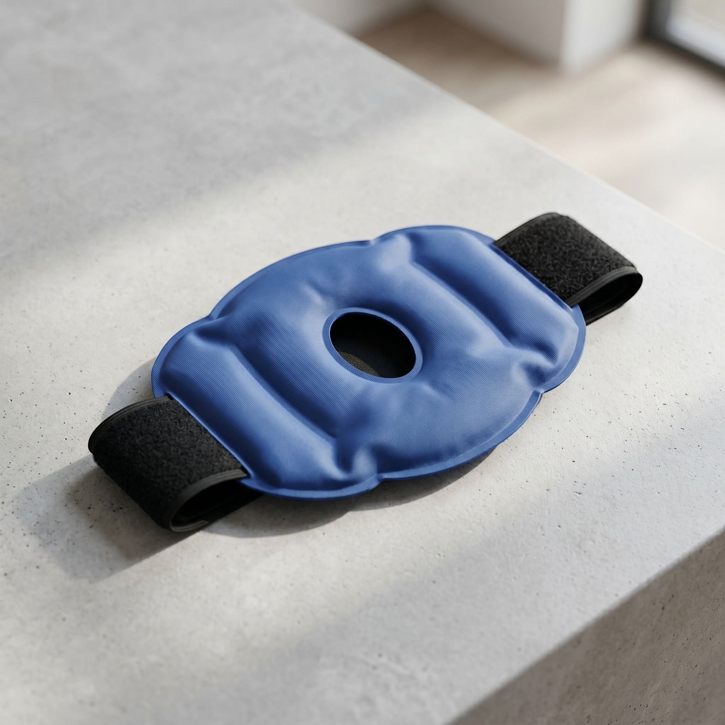 zero2cart blue reusable gel knee and elbow cold pack wrap with adjustable compression straps on a grey surface