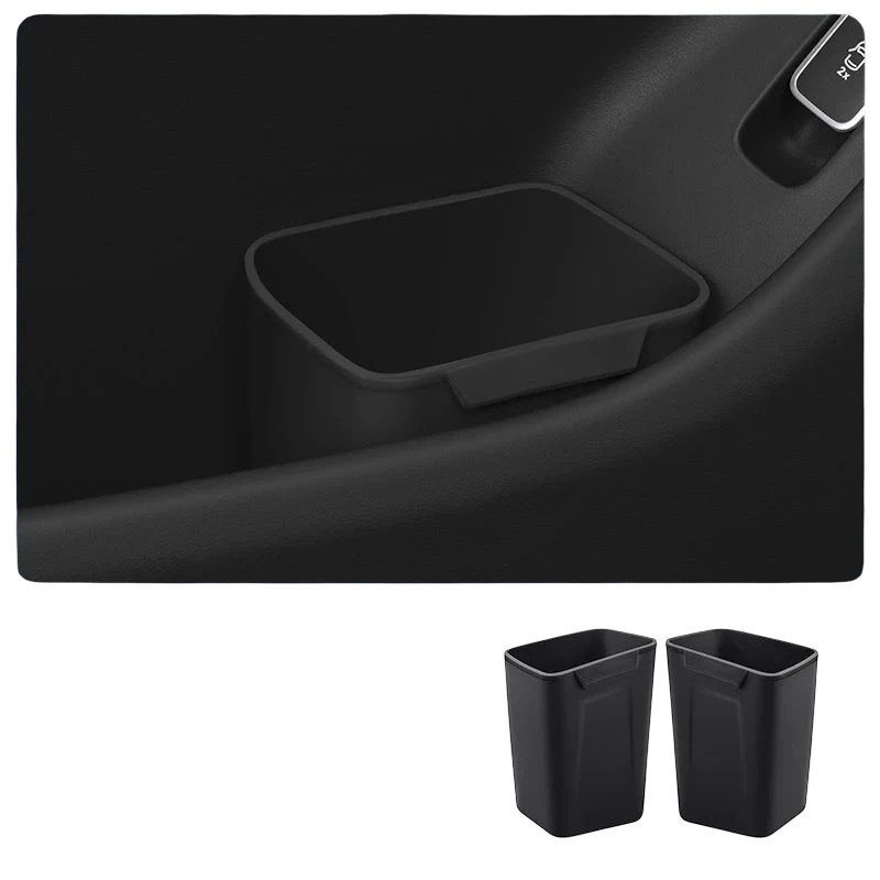 zero2cart black silicone car door trash bin and organizer, waterproof and compact for vehicle interior storage