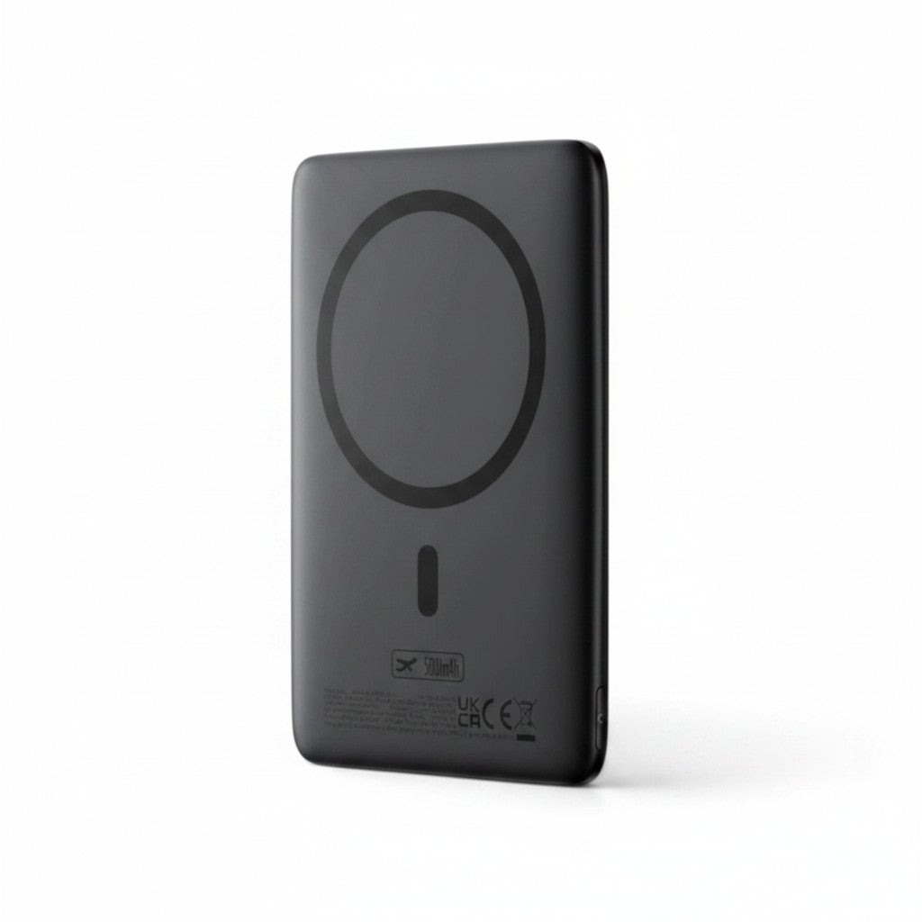 zero2cart ultra-slim 5000mAh magnetic wireless power bank in black with aluminum alloy shell and silicone base