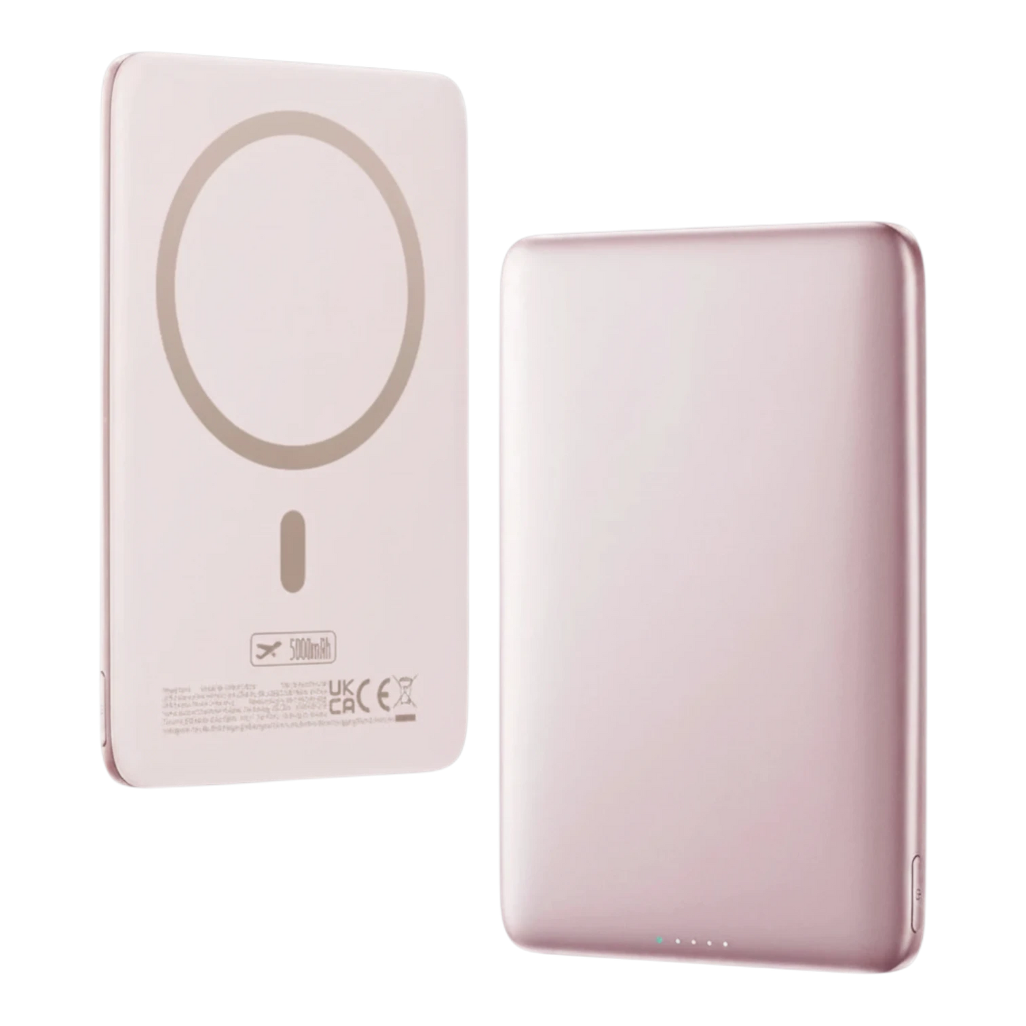 zero2cart slim 5000mAh magnetic wireless power bank in soft pink with aluminum alloy shell and card-style design