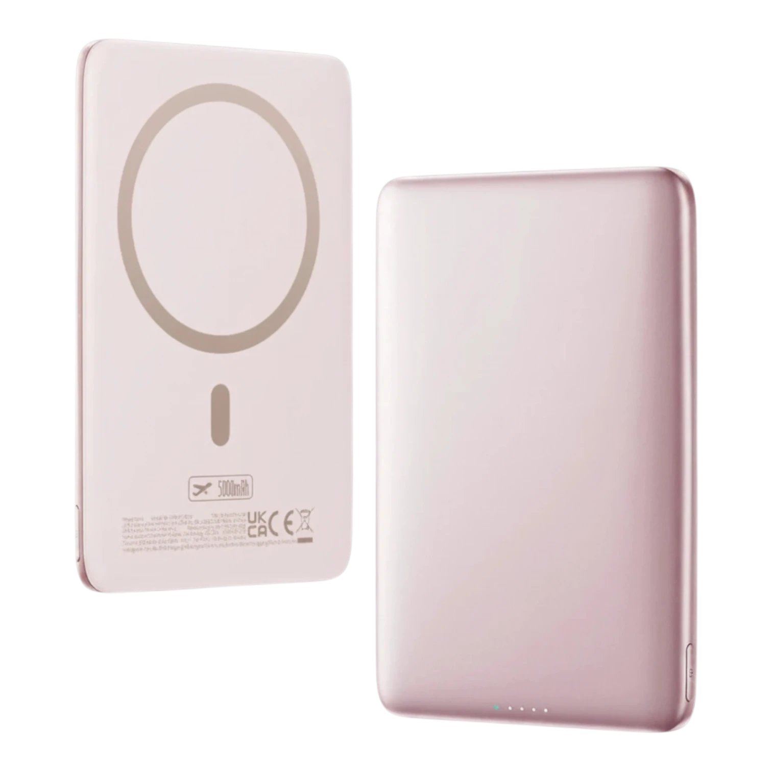 zero2cart slim 5000mAh magnetic wireless power bank in soft pink with aluminum alloy shell and card-style design