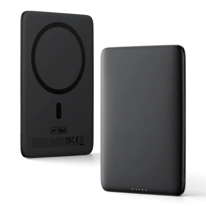 zero2cart slim 5000mAh magnetic wireless power bank in matte black with aluminum alloy shell and silicone base