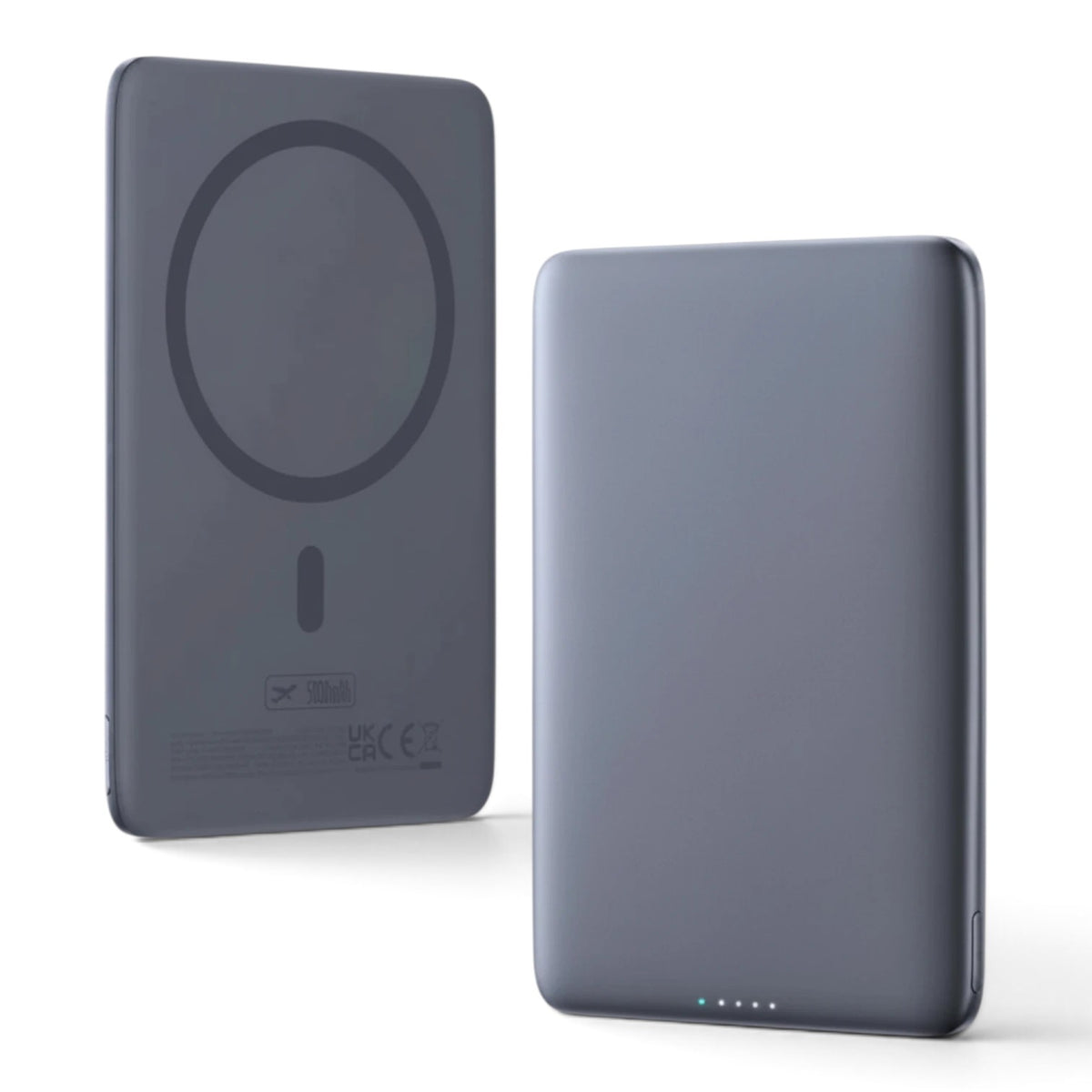 zero2cart ultra-slim 5000mAh magnetic wireless power bank in grey with aluminum alloy shell and LED indicator