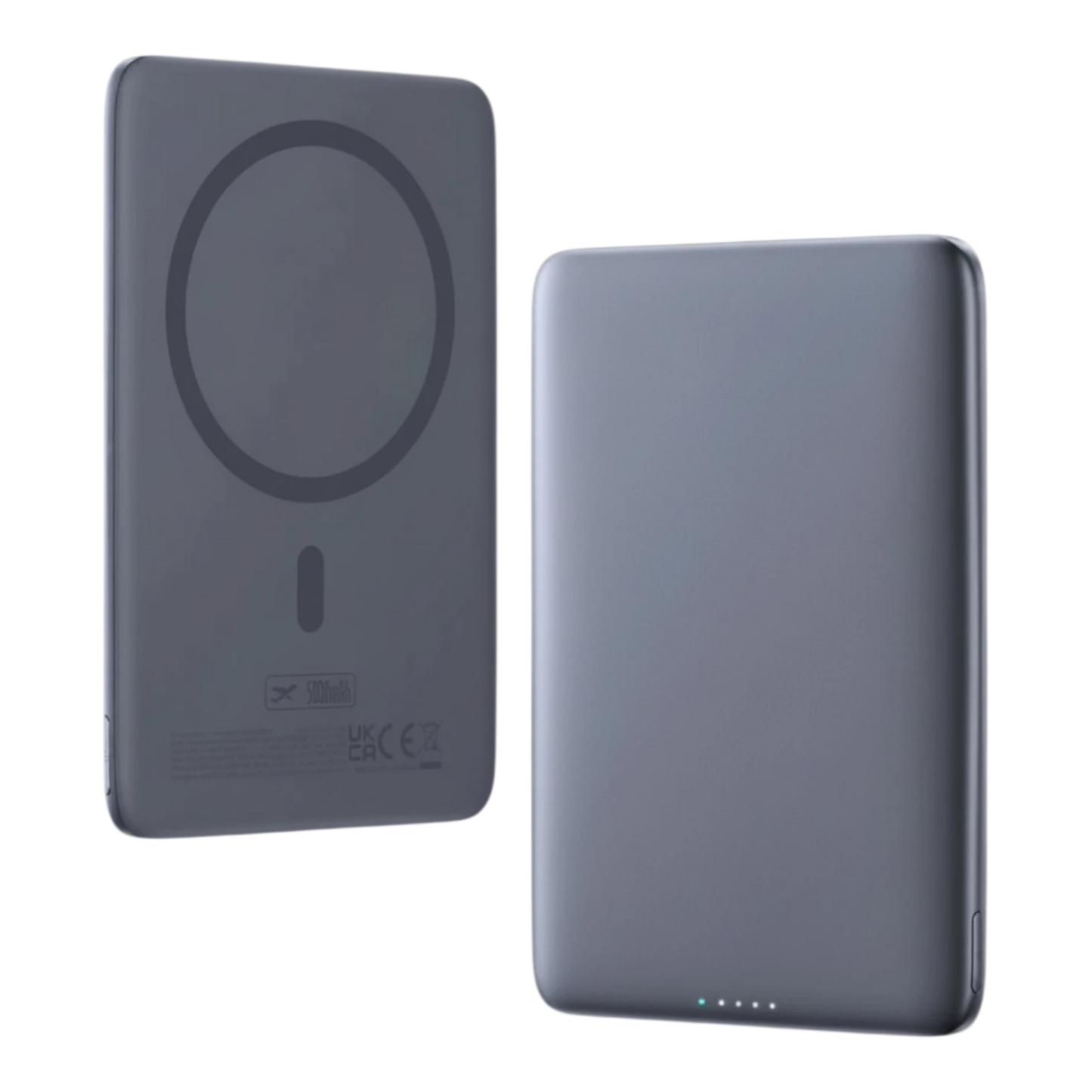 zero2cart ultra-slim 5000mAh magnetic wireless power bank in grey with aluminum alloy shell and LED indicator