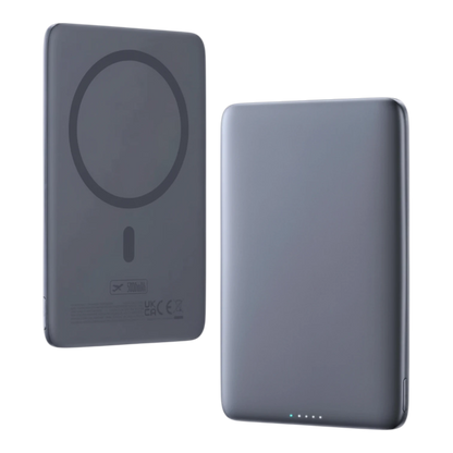 zero2cart ultra-slim 5000mAh magnetic wireless power bank in grey with aluminum alloy shell and LED indicator