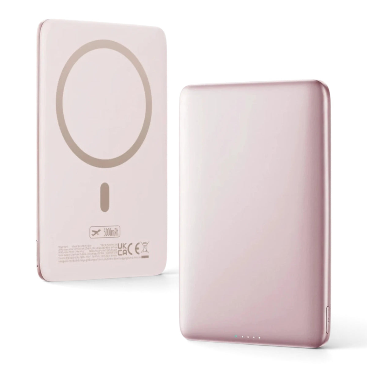 zero2cart slim 5000mAh magnetic wireless power bank in soft pink with aluminum alloy shell and card-style design