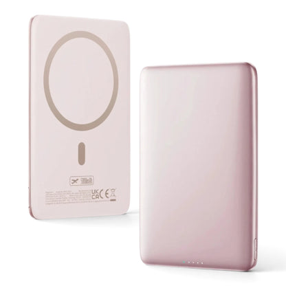 zero2cart slim 5000mAh magnetic wireless power bank in soft pink with aluminum alloy shell and card-style design