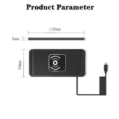 zero2cart 15W slim wireless charging pad with Type-C cable and dimensions for car or desk use