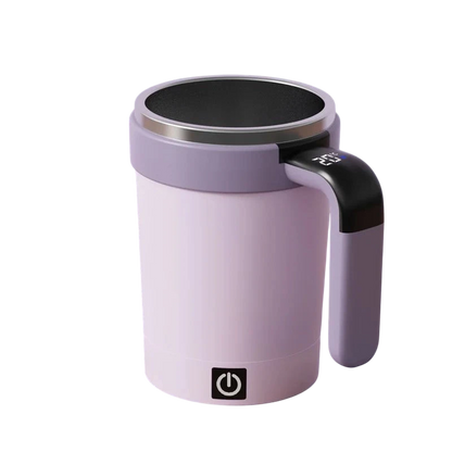 zero2cart purple smart self-stirring coffee mug with digital temperature display and stainless steel interior
