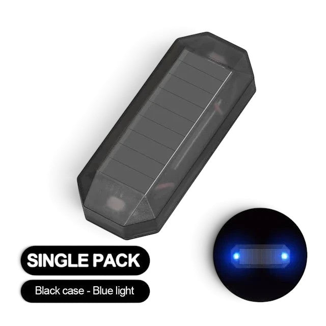 zero2cart solar car warning light with a black shell and blue flashing LED for vehicle dashboard or exterior use