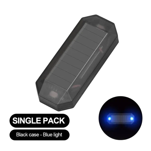 zero2cart solar car warning light with a black shell and blue flashing LED for vehicle dashboard or exterior use
