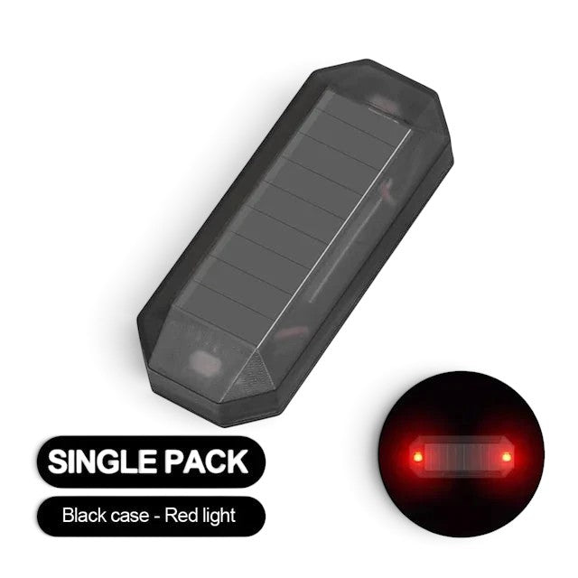 zero2cart solar car warning light with black shell and flashing red LED for vehicle dashboard or exterior use
