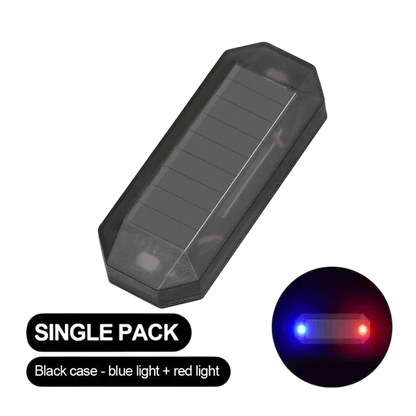 zero2cart solar car warning light with black shell and flashing blue and red LED indicators for vehicle safety