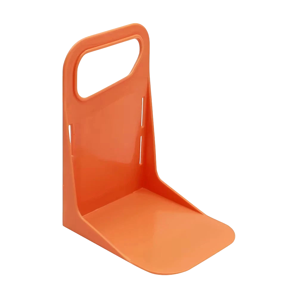 zero2cart orange plastic car trunk organizer rack with an L-shaped fence design for stabilizing loose items.