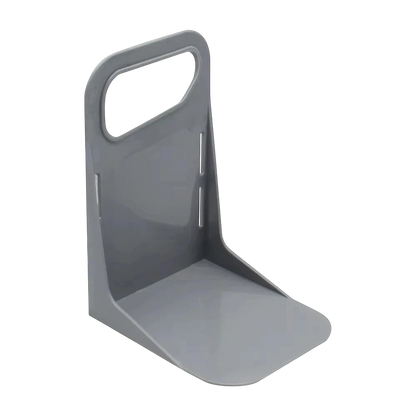 zero2cart grey plastic car trunk organizer rack with an L-shaped fence design for stabilizing groceries and items.