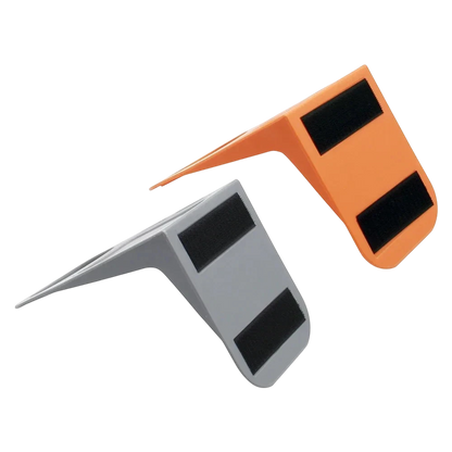 zero2cart adjustable car trunk organizer racks in grey and orange plastic with anti-slip hook and loop base strips.