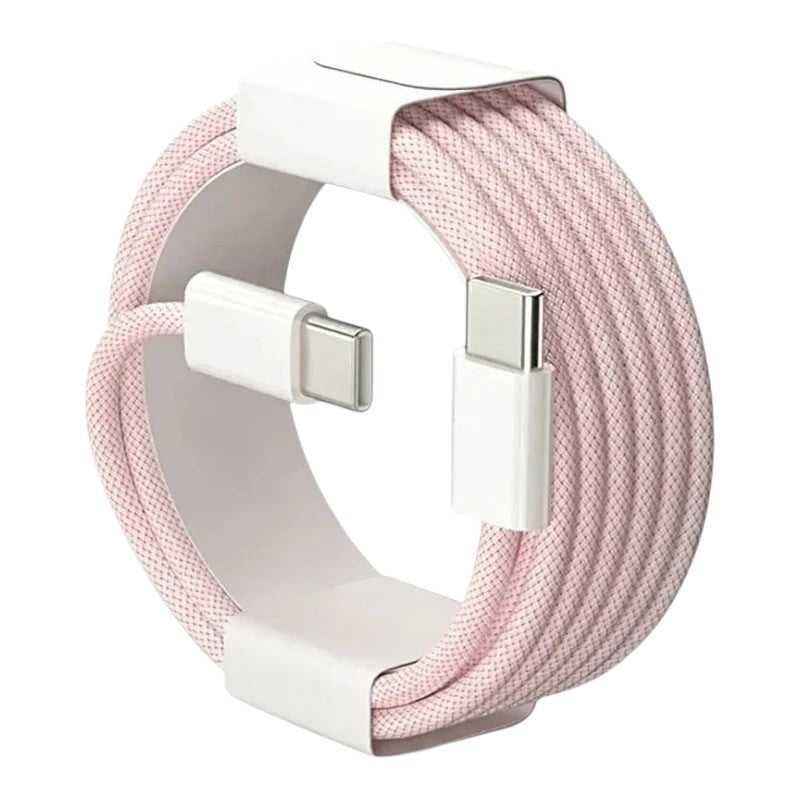 zero2cart 60W USB-C to USB-C fast charging cable in light pink braided nylon for phones and laptops
