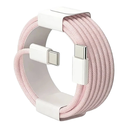 zero2cart 60W USB-C to USB-C fast charging cable in light pink braided nylon for phones and laptops