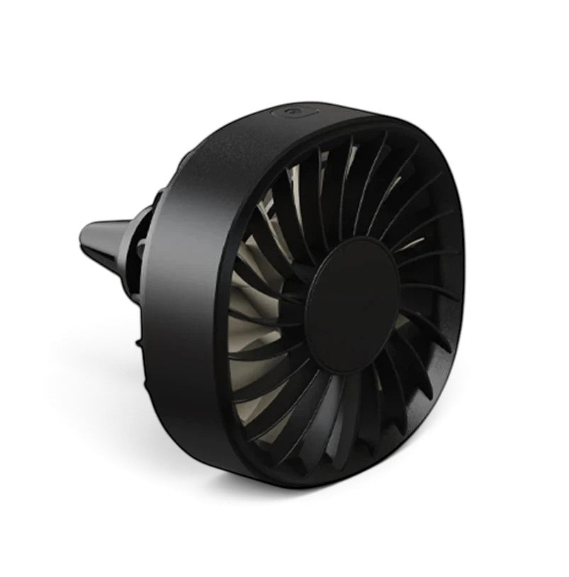 zero2cart black USB car air vent fan with a compact clip-on design and adjustable airflow settings