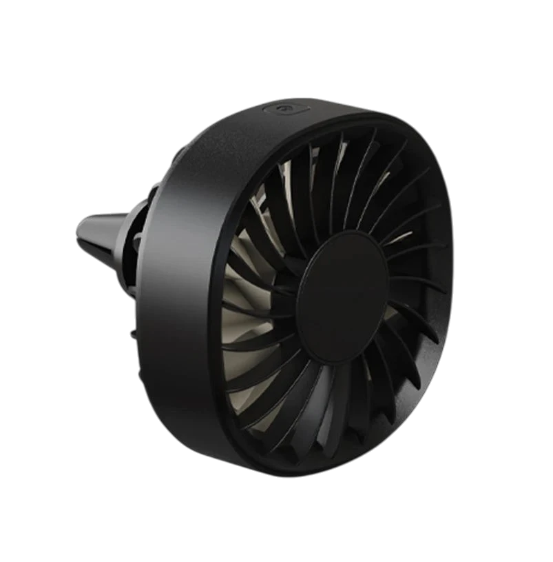 zero2cart black USB car air vent fan with a compact clip-on design and adjustable airflow settings