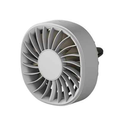 zero2cart compact grey USB car air vent fan with adjustable airflow and LED lighting for vehicle cooling
