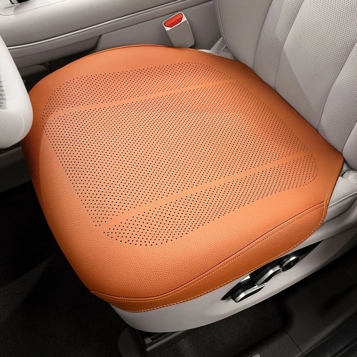zero2cart orange ventilated PVC front car seat cushion cover for daily protection against spills and wear