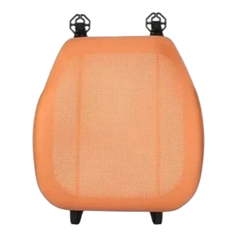 zero2cart peach-colored PVC front car seat cover with a textured surface and black attachment clips for easy install.