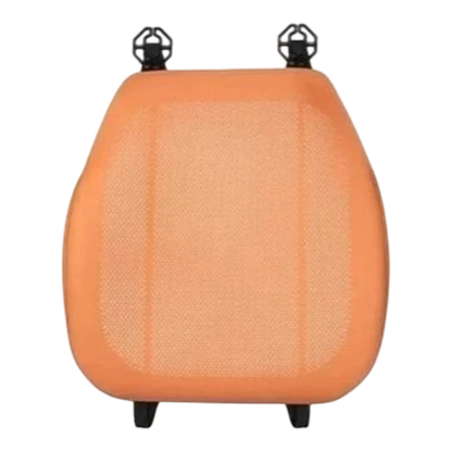 zero2cart peach-colored PVC front car seat cover with a textured surface and black attachment clips for easy install.