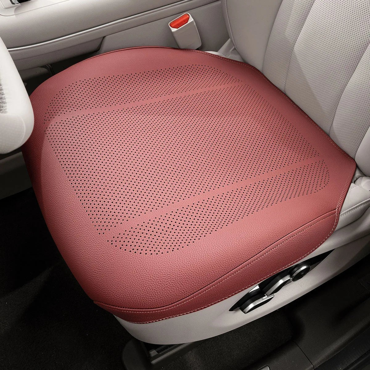 zero2cart ventilated red PVC front car seat cushion for daily protection against spills and wear in all seasons