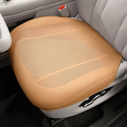 zero2cart tan PVC ventilated front car seat cushion with perforated design for everyday interior protection.