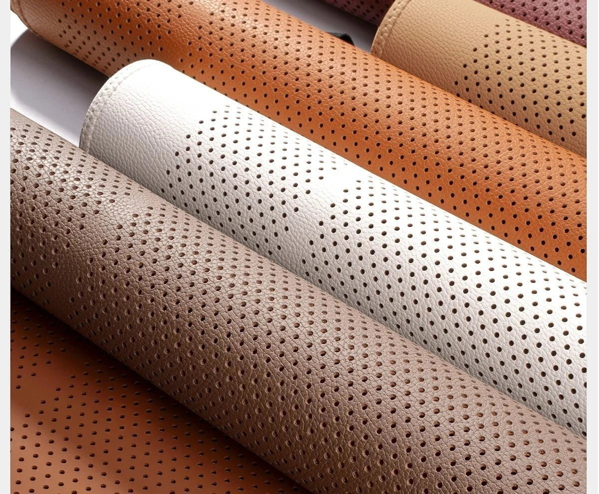 zero2cart ventilated PVC car seat covers in various colors with a perforated texture for all-season protection.
