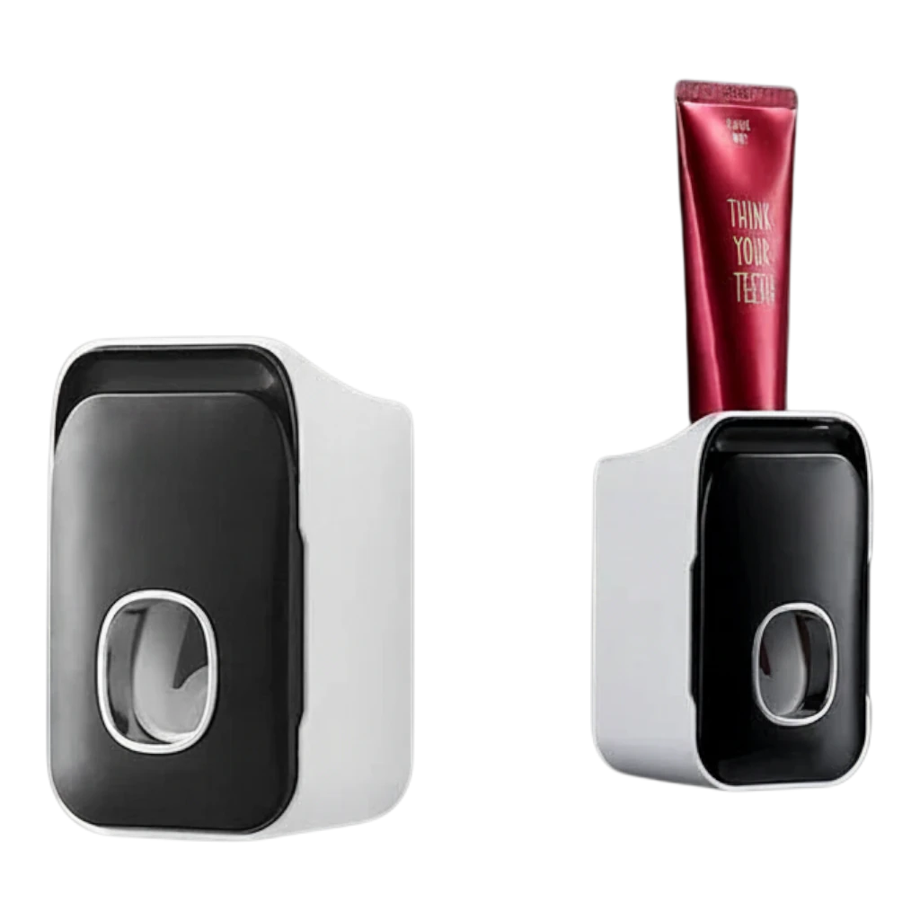 zero2cart wall-mounted toothpaste dispenser in white and black plastic with a compact, modern design