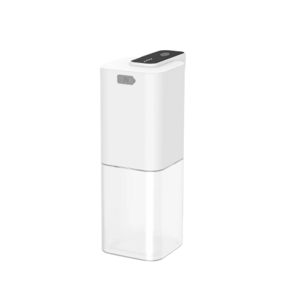 zero2cart white automatic touchless soap dispenser with a clear plastic reservoir and USB rechargeable design.
